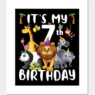 Its My 7th Birthday Safari Jungle Zoo Lovers Birthday Party Posters and Art